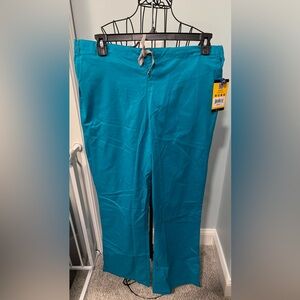 NEW Wonderwink Wonderwork Women’s flare leg scrub pants Large L Teal Blue 502